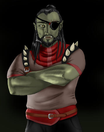 Grimgul, half-orc barbarian